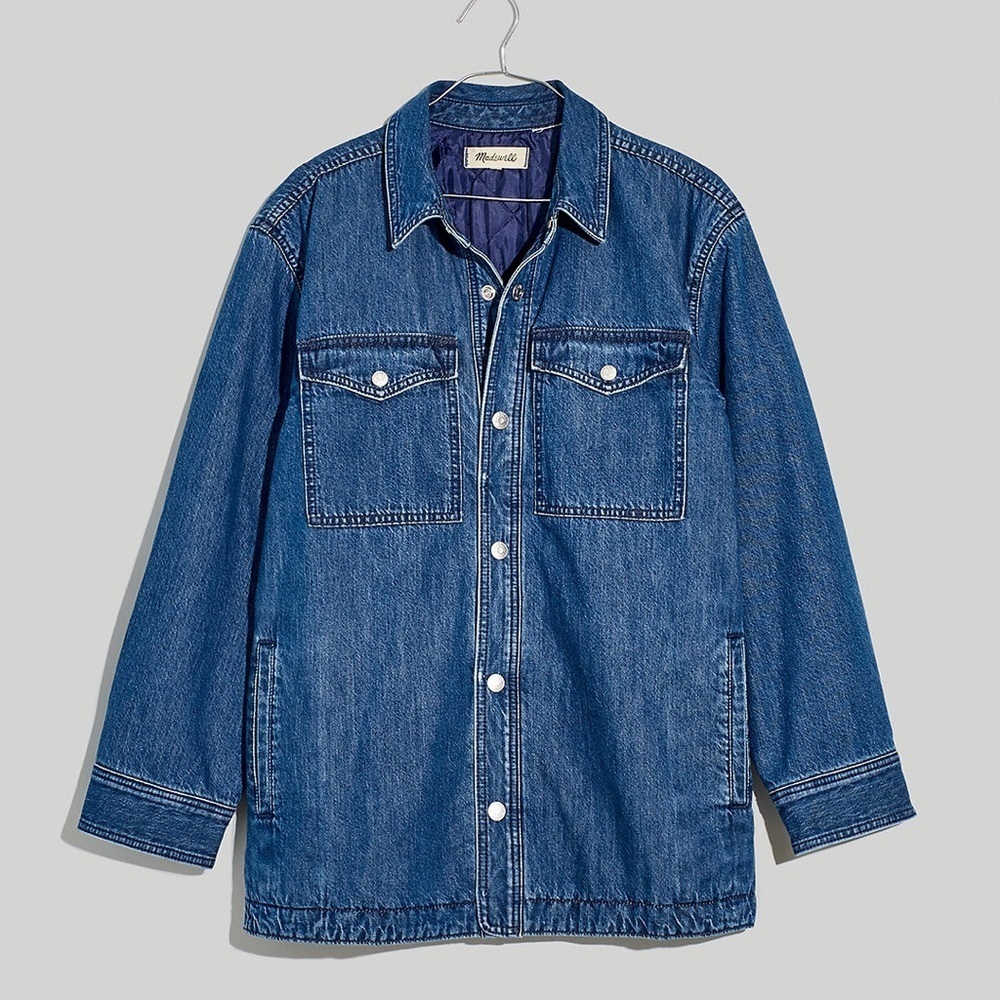 J Crew Quilted-Lining Denim Shirt-Jacket NG637